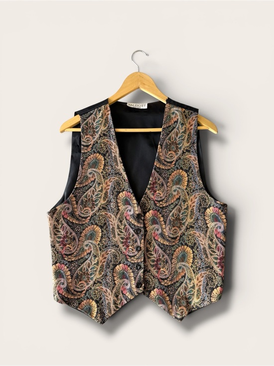 Talbots Jackets & Blazers - Talbots Paisley Brocade Vest in Black with Multicolor Accents